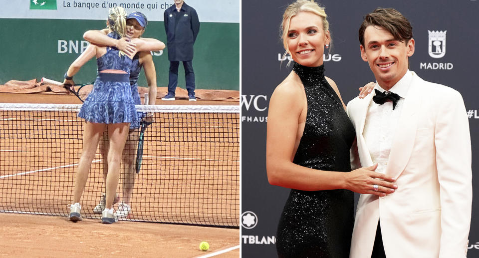 Alex de Minaur and Katie Boulter at the French Open.