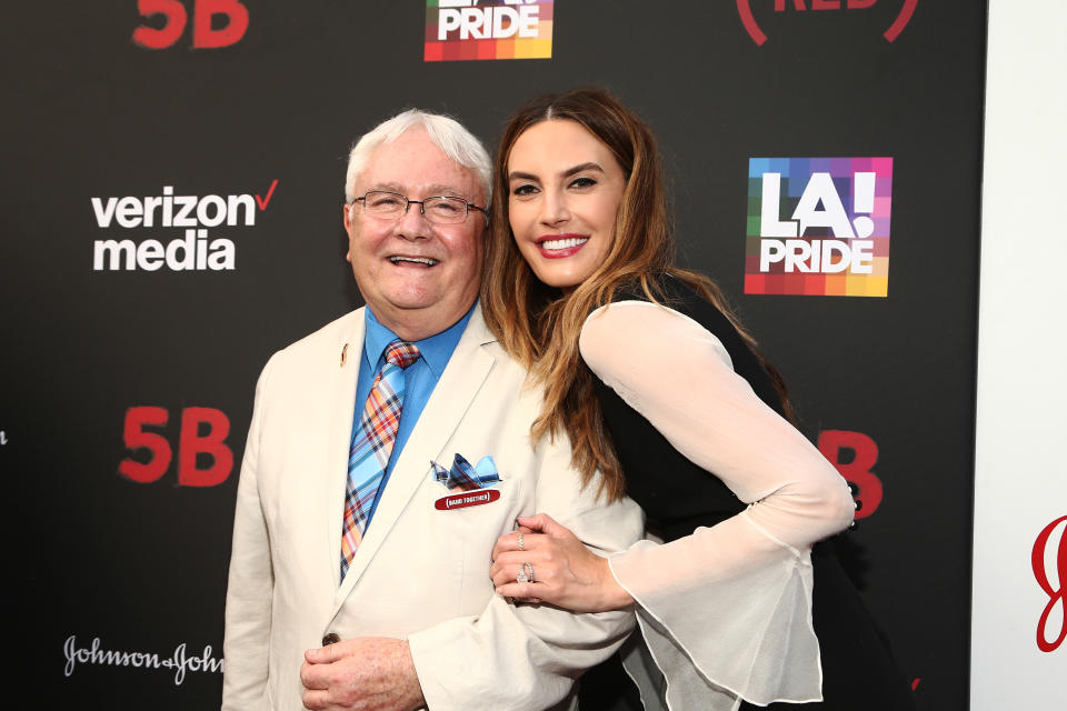 WEST HOLLYWOOD, CALIFORNIA - JUNE 07: Elizabeth Chambers (R) and Cliff Morrison attend U.S. Premiere Of "5B", A Film Presented By RYOT, A Verizon Media Company, At Opening Night Of LA Pride at the Pacific Design Center on June 07, 2019 in West Hollywood, California. (Photo by Tommaso Boddi/Getty Images for Verizon Media )