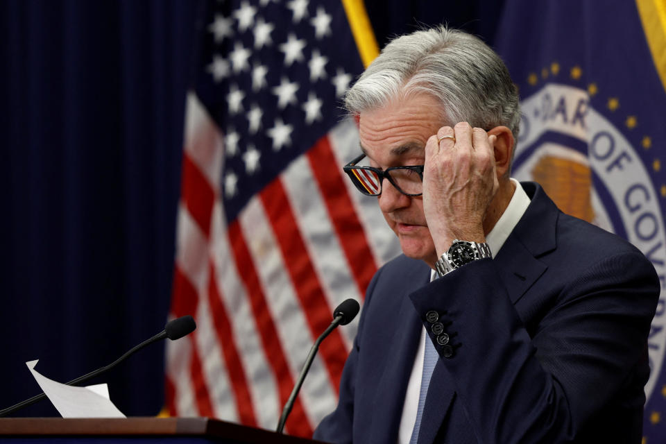 Federal Reserve Board Chairman Jerome Powell holds a news conference following the announcement that the Federal Reserve raised interest rates by half a percentage point, at the Federal Reserve Building in Washington, U.S., December 14, 2022. REUTERS/Evelyn Hockstein