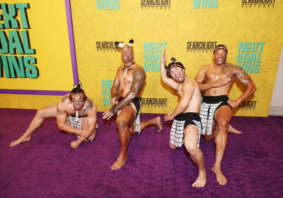 The Maori haka being performed at the "Next Goal Wins" premiere