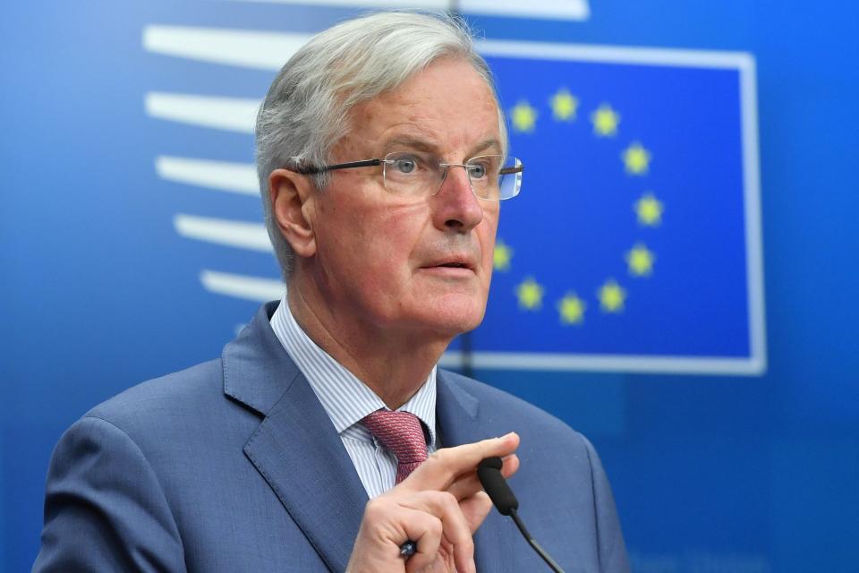 Chief EU negotiator for Brexit Michel Barnier addresses a press conference on Tuesday (AFP/Getty Images)