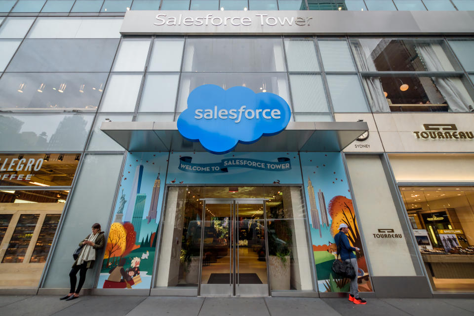 MANHATTAN, NEW YORK, UNITED STATES - 2019/10/11: Salesforce Headquarters in New York City, also known as Salesforce Tower. (Photo by Erik McGregor/LightRocket via Getty Images)