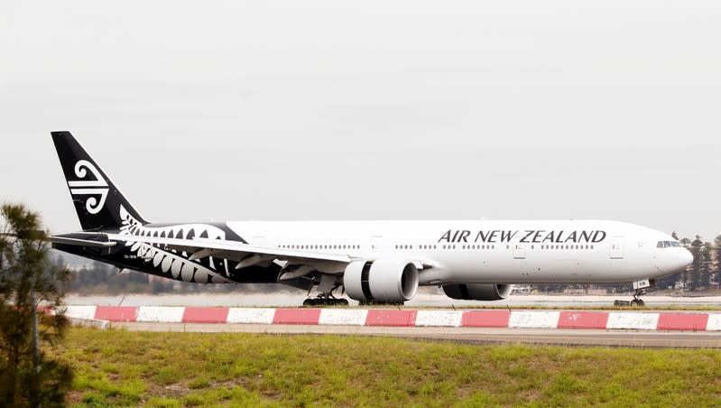 FILE PHOTO: An Air New Zealand Boeing 777 plane taxis after landing at Kingsford Smith International Airport in Sydney