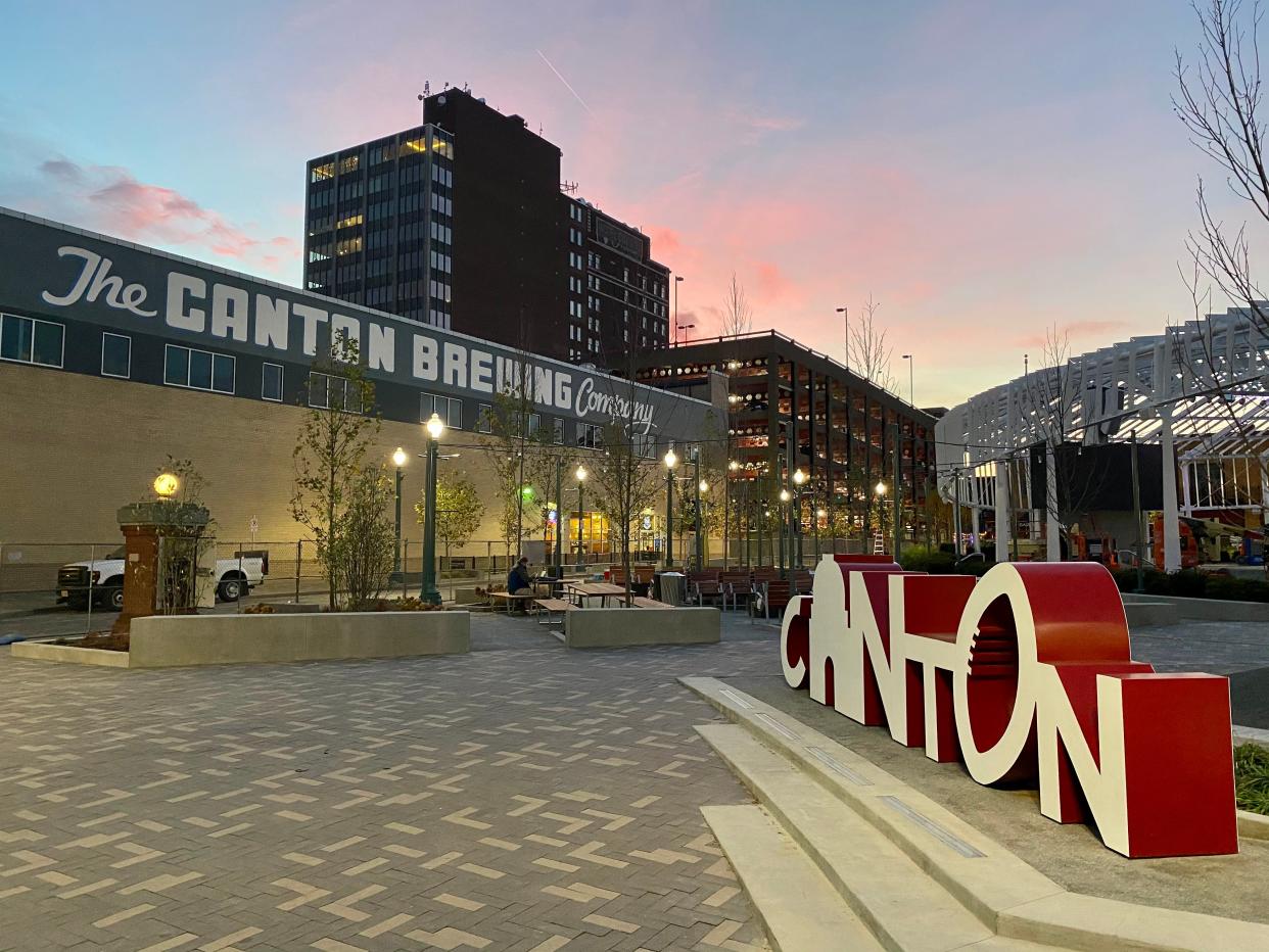 Canton Brewing Co. in downtown Canton sits alongside Centennial Plaza.