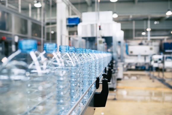 A plant producing plastic bottles