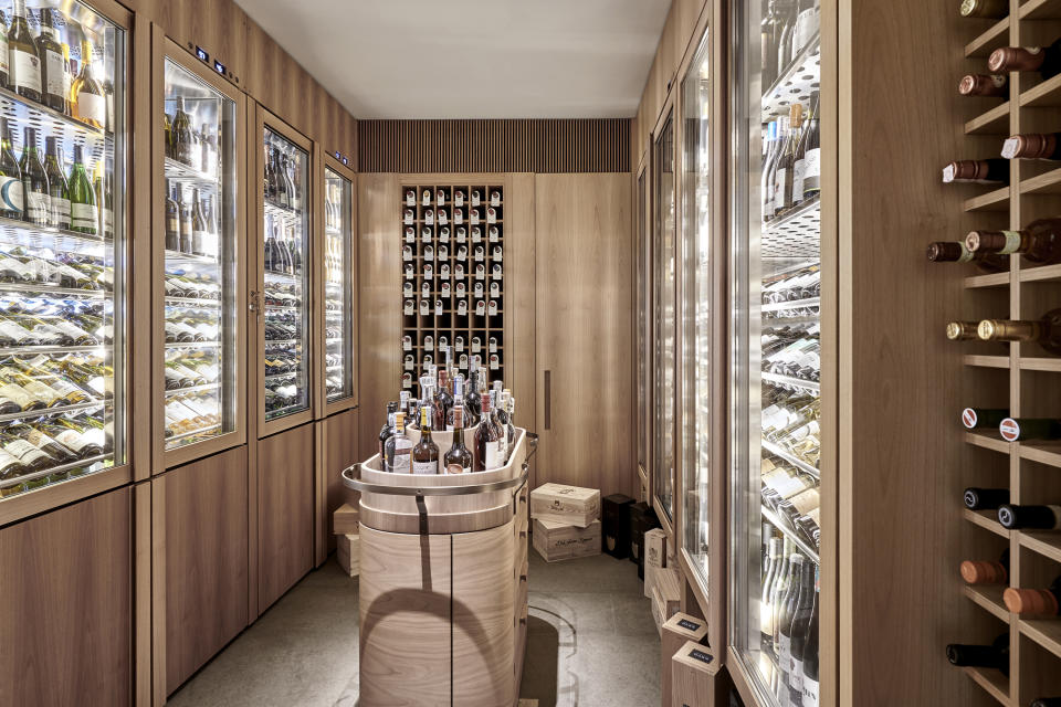 A part of the wine cellar at the Andrea Aprea restaurant.