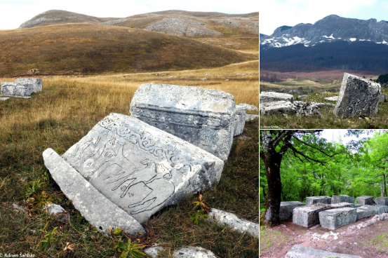 Cementerios de tumbas medievales “Stećci” (Bosnia y Herzegovina, Croacia, Montenegro, Serbia). Integrado por tumbas (llamadas stećci) de los siglos XII a XVI, son obras esculpidas en piedra caliza y con diversos motivos ornamentales.