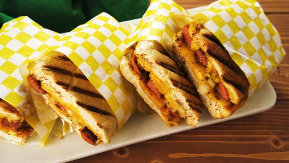 grilled hot dog panini