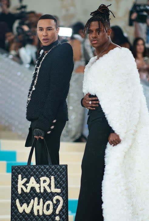 Olivier Rousteing and Jeremy Pope attend The 2023 Met Gala