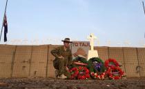 Australian, New Zealand, British and US troops paid their respects during a dawn service in Iraq. Source: Sean Berry.