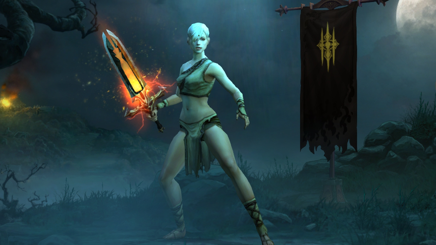 The Doombringer sword in Diablo 3, which radiates fire.