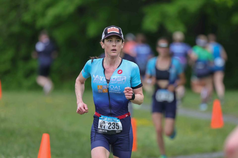 Runners compete in the Bear Triathlon on May 15 at Lums Pond State Park.