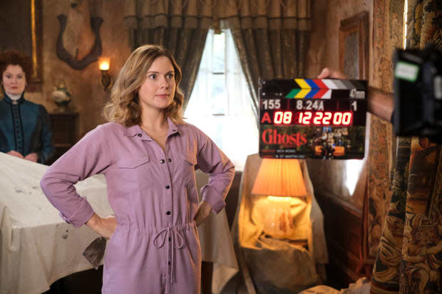 Rose McIver films a scene for CBS' "Ghosts."<p><a href="https://www.gettyimages.com/detail/1244883600" rel="nofollow noopener" target="_blank" data-ylk="slk:CBS Photo Archive/Getty Images;elm:context_link;itc:0;sec:content-canvas" class="link ">CBS Photo Archive/Getty Images</a></p>