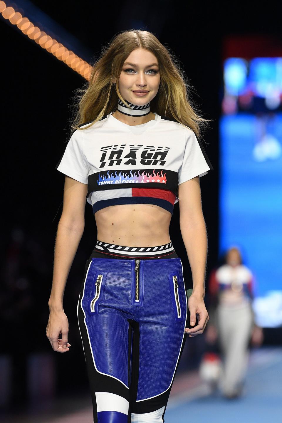 At Tommy Hilfiger, Gigi Hadid stepped out in windblown lengths and mini plaits—festival hair at its finest.