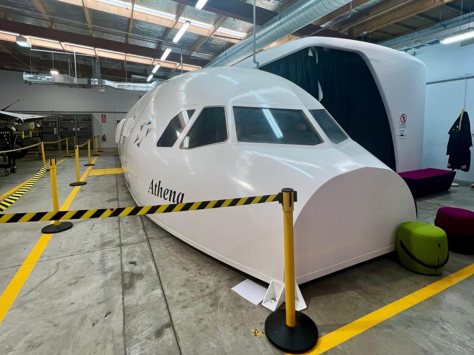 The A320 cabin mockup named Athena — Air New Zealand's Academy of Learning in Auckland.