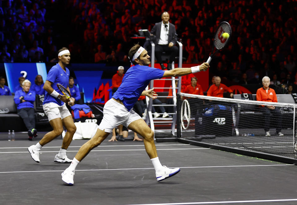 Ein letztes Mal Seite an Seite: Roger Federer und Rafael Nadal beim Laver Cup.