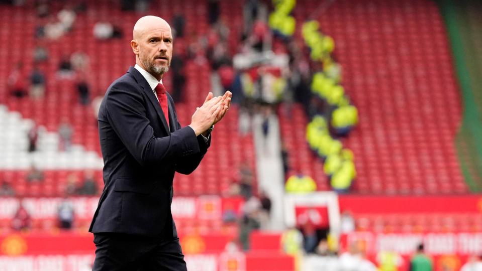 Erik ten Hag applauds after a Manchester United match