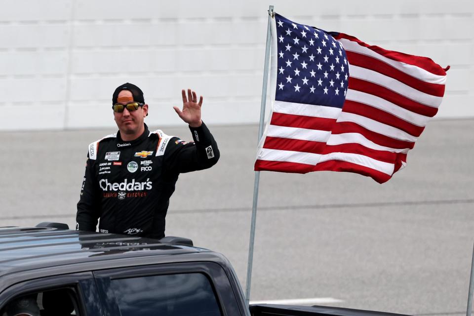 Apr 21, 2024; Talladega, Alabama, USA; NASCAR Cup Series driver Kyle Busch (8) before the GEICO 500 at Talladega Superspeedway. Mandatory Credit: Vasha Hunt-USA TODAY Sports