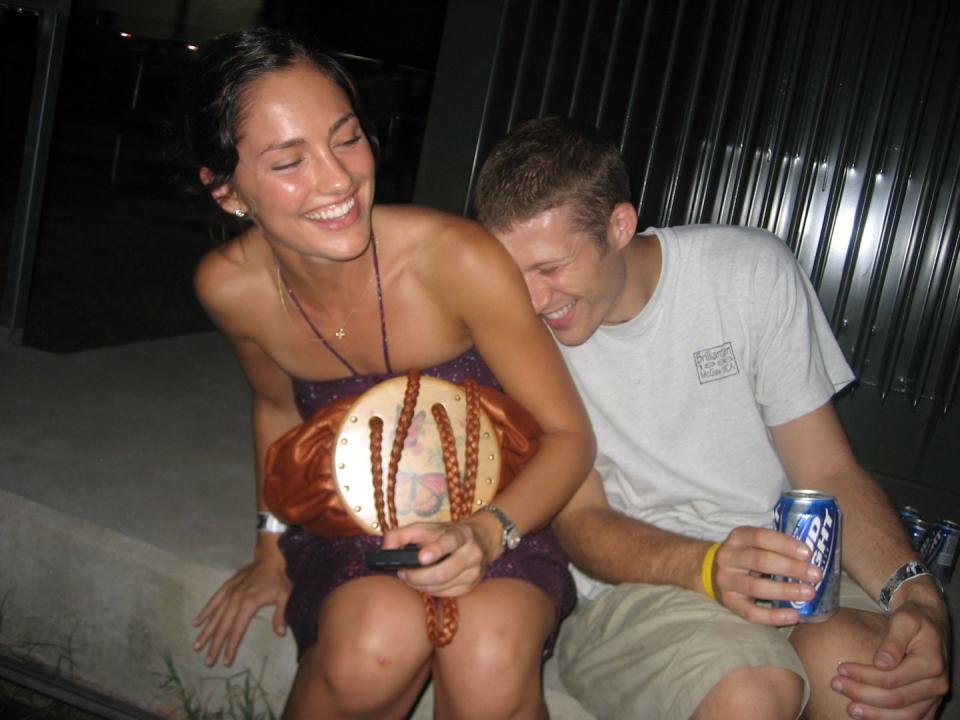 minka kelly with zach guilford on the set of friday night lights