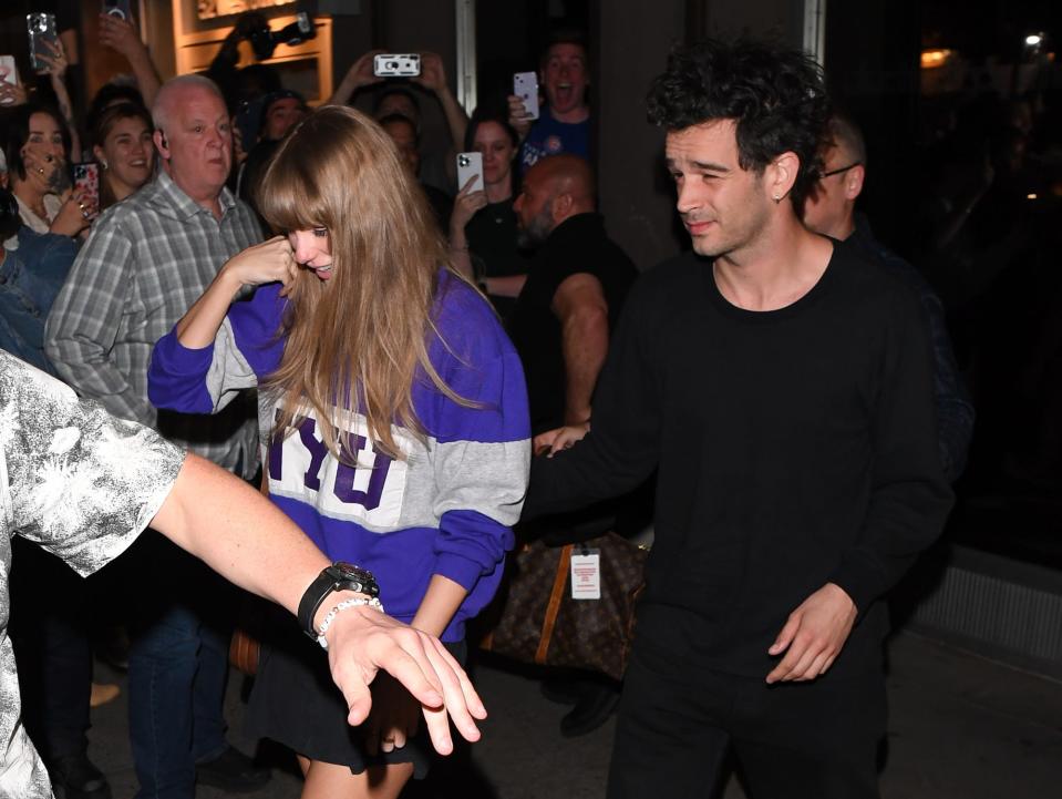 Taylor Swift and Matty Healy seen leaving 'The Electric Lady' studio in Manhattan on May 16, 2023.