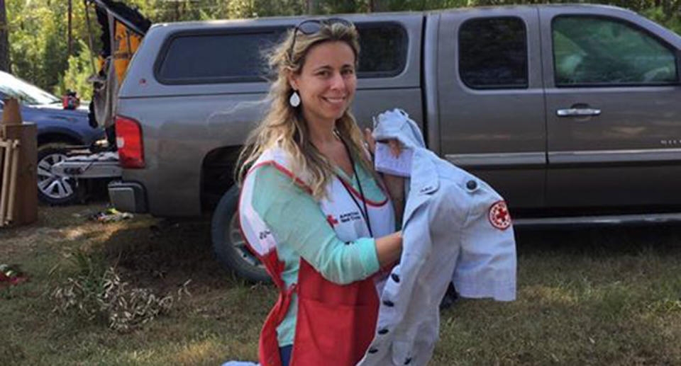 Kristie Holmes pictured in a Red Cross vest.