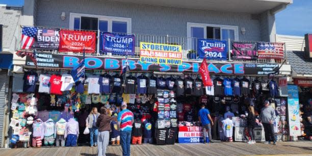 A boardwalk merchant sells Donald Trump merchandise in Wildwood on Saturday, May 11.