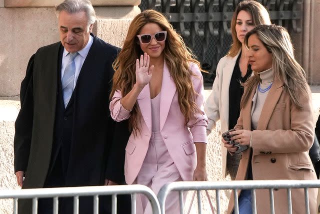 <p>PAU BARRENA/AFP via Getty Images</p> Shakira arriving for her trial on tax fraud at the High Court of Justice of Catalonia in Barcelona on Monday