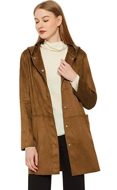 PACIBE Faux Suede Closure Coat 