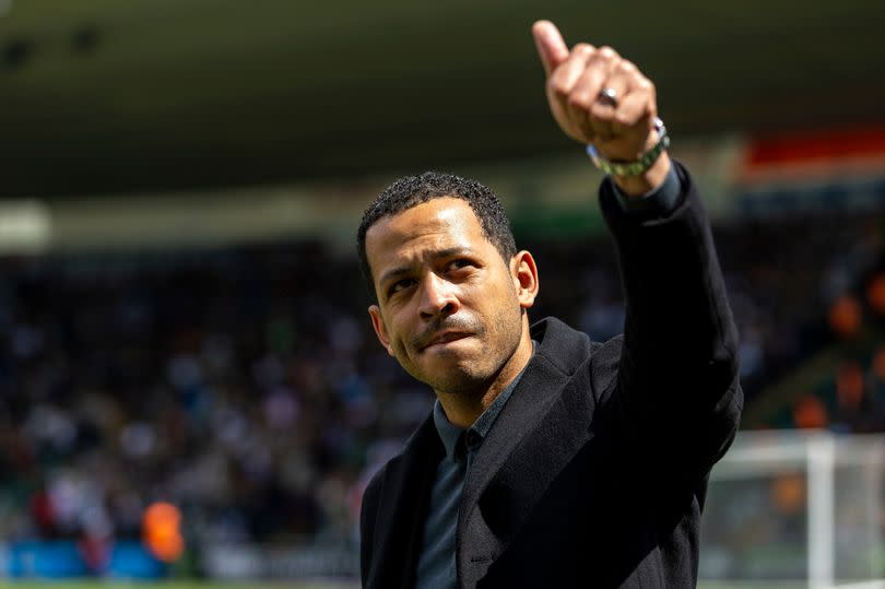 Liam Rosenior acknowledges the Hull City supporters on the final day at Plymouth on Saturday -Credit:Steven Paston/PA Wire