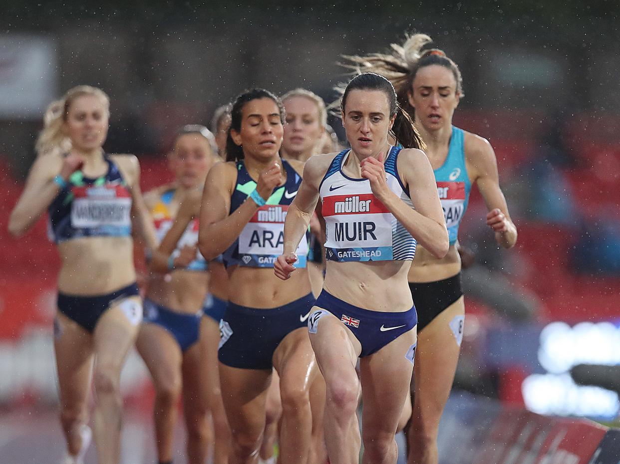 Laura Muir leads the 1500m field in Gateshead this May (Getty Images)