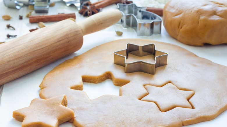 Gingerbread dough cookie cut outs