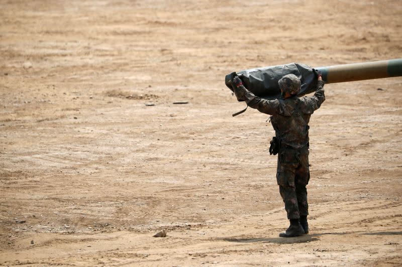 Live fire exercise near the demilitarized zone separating the two Koreas in Paju