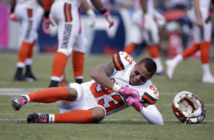 Jordan Poyer was put on injured reserve after being hit by Antonio Andrews of the Titans (AP)