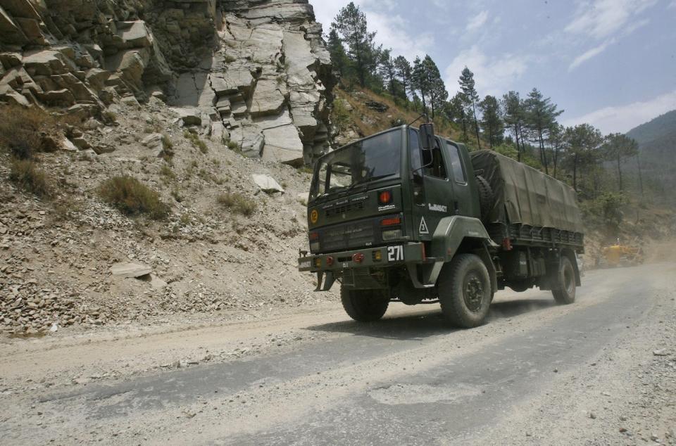 India army truck China border highway