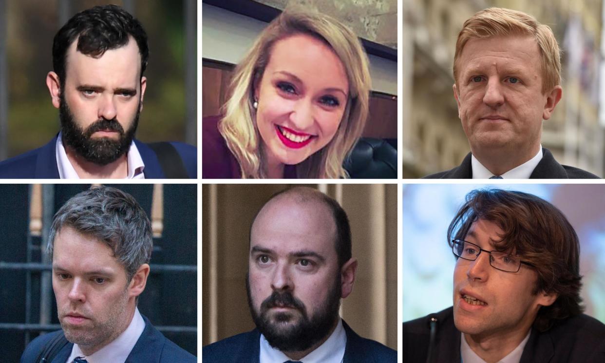 <span>Team Tory: clockwise from top left, Isaac Levido, Nerissa Chesterfield, Oliver Dowden, James Forsyth, Richard Holden and Liam Booth-Smith.</span><span>Composite: Various</span>