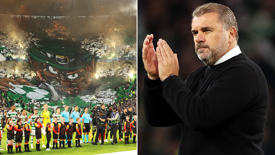 Ange Postecolgou (pictured right) became the first Australian to coach a team in the Champions League group stages. (Getty Images)