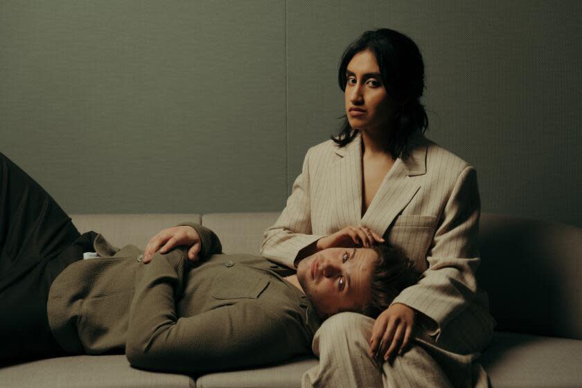 LONDON - FEBRUARY 2, 2024: Actors Ambika Mod and Leo Woodwall, who star in Netflix's "One Day," at the Netflix offices in London on Friday, February 2, 2024. (Jennifer McCord / For The Times)