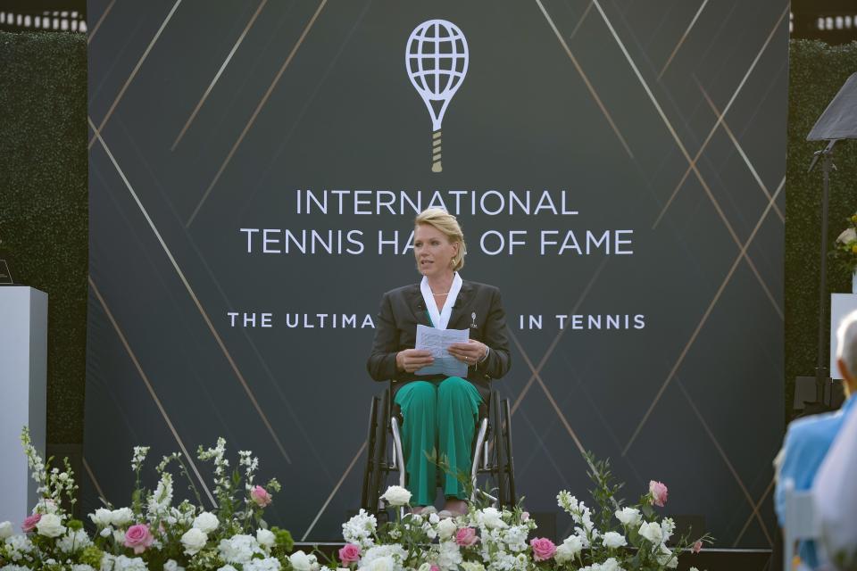 Esther Vergeer at the International Tennis Hall of Fame induction ceremony on Saturday, July 22, 2023.