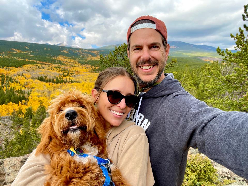 Kendall and Rob Corso — seen with their dog, Reba — spend Thanksgiving celebrating "Animal Day." They invite family, friends for an all-vegan feast, with everyone coming together afterwards to volunteer at a nearby animal sanctuary.
