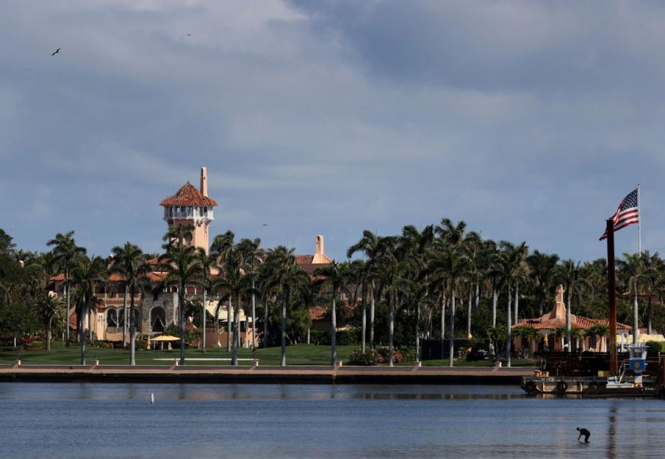 Donald Trump’s Mar-a-Lago resort is surrounded by water in Palm Beach, Florida (Getty Images)