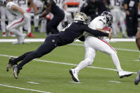 New Orleans Saints defensive end Trey Hendrickson sacks Atlanta Falcons quarterback Matt Ryan in the first half of an NFL football game in New Orleans, Sunday, Nov. 22, 2020. (AP Photo/Brett Duke)