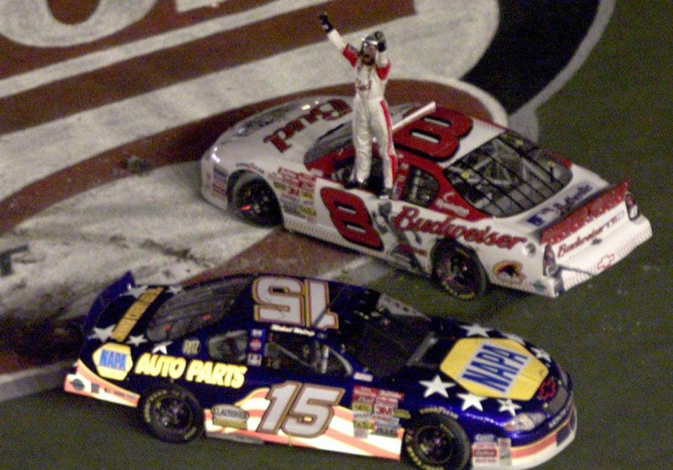 Dale Earnhardt Jr. and Michael Waltrip had plenty to celebrate after the 2001 Pepsi 400.