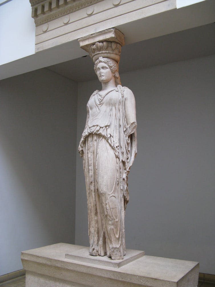 <span class="caption">Caryatid in the British Museum, London.</span> <span class="attribution"><span class="source">Yair Haklai/Wikimedia Commons</span></span>