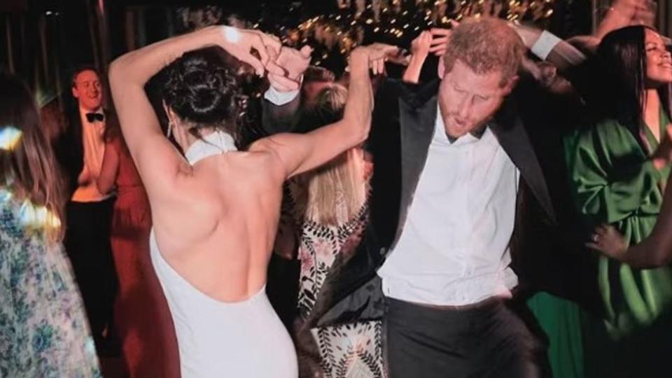 Meghan Markle and Prince Harry dancing at their wedding in 2018