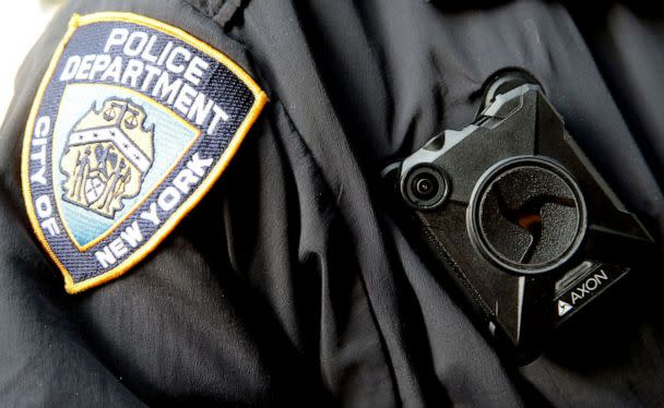 PHOTO: A NYPD officer wear a body-cam on his jacket in Manhattan on Feb. 3, 2019. (Luiz C. Ribeiro/New York Daily News/Tribune News Service via Getty Images)