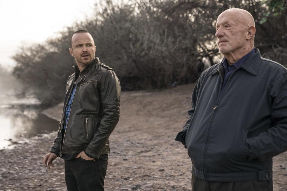 Aaron Paul, Jonathan Banks in "El Camino: A Breaking Bad Movie".