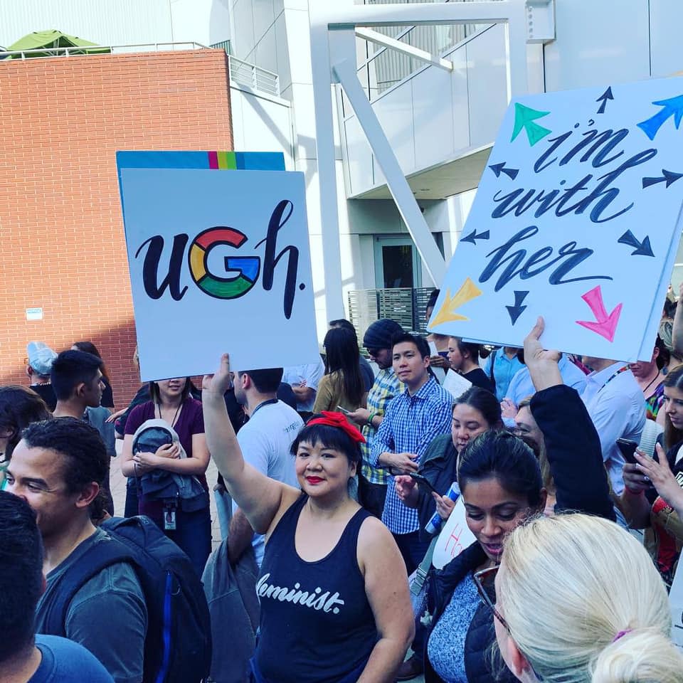 Google employees walked out of Mountain View headquarters on Thursday. Source: JP Mangalindan/Yahoo Finance