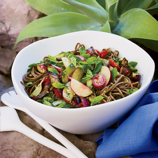 Soba Noodle Salad with Pesto and Grilled Eggplant