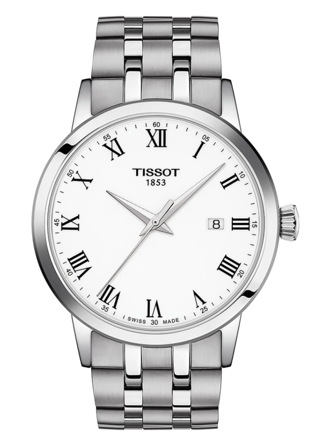 Tissot Classic Dream Bracelet Watch 42mm in silver with white face (Photo via Nordstrom)