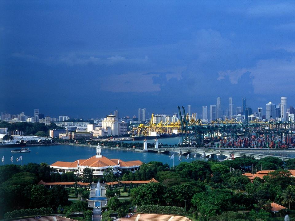 An aerial view of Sentosa Island.